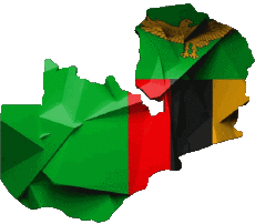 Banderas África Zambia Mapa 