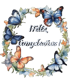 Nachrichten Spanisch Feliz Cumpleaños Mariposas Transparenter Hintergrund 007 