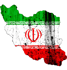 Flags Asia Iran Map 