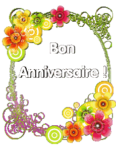 Messages Français Bon Anniversaire Floral Fond Transparent 013 