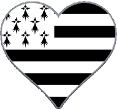 Banderas Francia Regiones Bretaña Corazón 