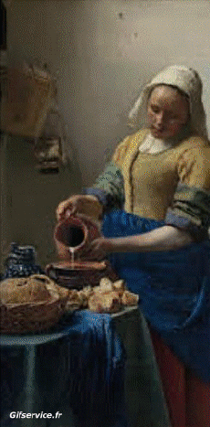 Umorismo -  Fun Morphing - Sembra Artisti pittori ricreazioni d'arte covid contenimento Getty sfida - Johannes  Vermeer 