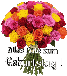 Messages Allemand Alles Gute zum Geburtstag Blumen Fond Transparent 016 