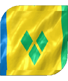 Flags America Saint Vincent and the Grenadines Square 