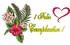 Messagi Spagnolo Feliz Cumpleaños Floral Sfondo trasparente 007 