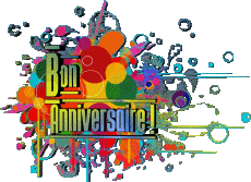 Messages Français Bon Anniversaire Abstrait - Géométrique Fond Transparent 008 