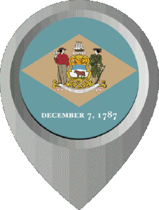 Drapeaux Amériques U.S.A - Etats Delaware Epingle de Localisation 