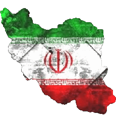 Fahnen Asien Iran Karte 