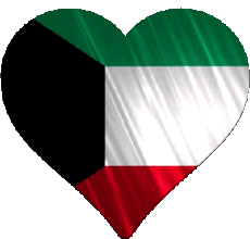 Drapeaux Asie Koweït Coeur 