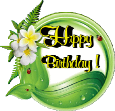 Mensajes Inglés Happy Birthday Floral Fondo transparente 011 