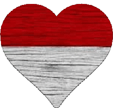 Banderas Asia Indonesia Corazón 