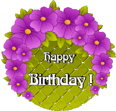 Messages Anglais Happy Birthday Floral Fond Transparent 019 