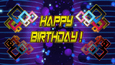 Mensajes Inglés Happy Birthday Abstract - Geometric Fondo animado 003 