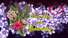 Mensajes Alemán Alles Gute zum Geburtstag Blumen Fondo animado 003 