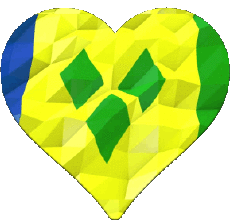 Drapeaux Amériques Saint Vincent et les Grenadines Coeur 