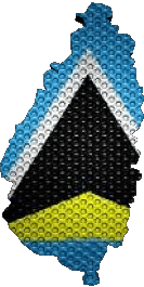 Bandiere America Santa Lucia Carta Geografica 