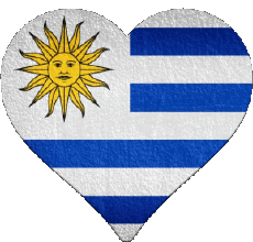 Drapeaux Amériques Uruguay Coeur 