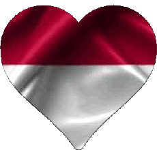 Banderas Asia Indonesia Corazón 