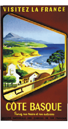 Humor -  Fun Retro Posters - Places France Cote Basque 