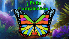 Messagi Spagnolo Feliz Cumpleaños Mariposas Sfondo animato 003 