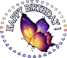 Messages English Happy Birthday Butterflies Transparent Background 001 