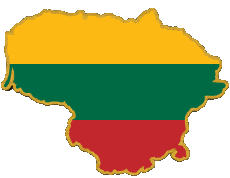Bandiere Europa Lituania Carta Geografica 