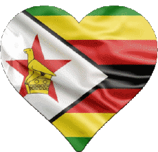 Drapeaux Afrique Zimbabwe Coeur 