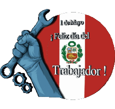 Messagi Spagnolo 1 de Mayo Feliz día del Trabajador - Perú 