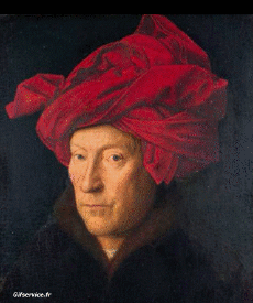 Humor -  Fun Morphing - Sehen Sie aus wie Maler Künstler Eindämmung Covid Kunst Nachbildungen Getty Herausforderung - Jan Van Eyck 