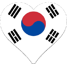 Banderas Asia Corea del Sur Corazón 