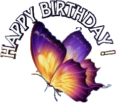 Messages Anglais Happy Birthday Butterflies Fond Transparent 001 
