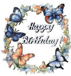 Messagi Inglese Happy Birthday Butterflies 007 
