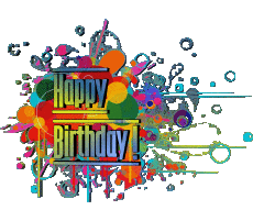 Messagi Inglese Happy Birthday Abstract - Geometric Sfondo trasparente 008 