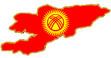 Fahnen Asien Kirgisistan Karte 