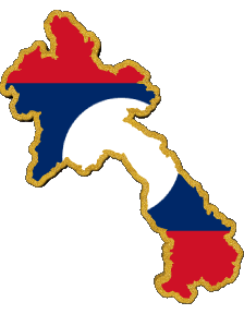 Fahnen Asien Laos Karte 