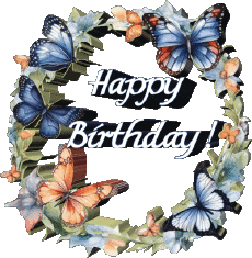 Messages English Happy Birthday Butterflies 007 