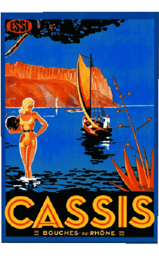 Cassis-Humour - Fun Affiches Rétro - Lieux France Cote d Azur 