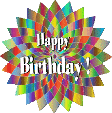 Messages English Happy Birthday Abstract - Geometric Transparent Background 022 