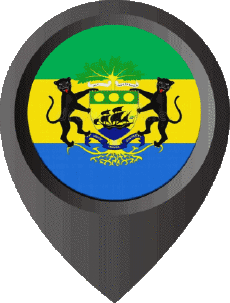 Flags Africa Gabon Location Pin 
