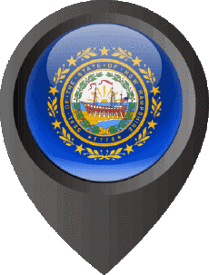 Drapeaux Amériques U.S.A - Etats New Hampshire Epingle de Localisation 