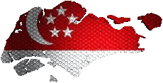 Drapeaux Asie Singapour Carte 
