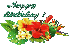 Mensajes Inglés Happy Birthday Floral Fondo transparente 001 