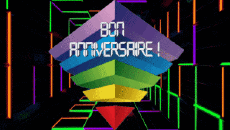 Mensajes Francés Bon Anniversaire Abstrait - Géométrique Fondo animado 001 