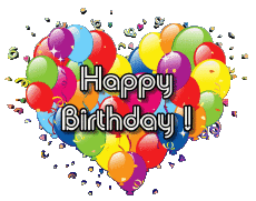 Messages Anglais Happy Birthday Balloons - Confetti 001 