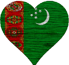 Drapeaux Asie Turkménistan Coeur 