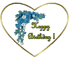 Messages Anglais Happy Birthday Floral Fond Transparent 002 