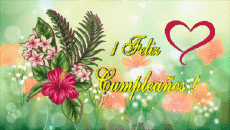 Nachrichten Spanisch Feliz Cumpleaños Floral Animierter Hintergrund 004 