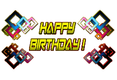 Messages Anglais Happy Birthday Abstract - Geometric Fond Transparent 003 