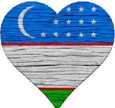 Flags Asia Uzbekistan Heart 