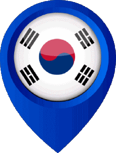 Fahnen Asien Südkorea Standort-Pin 